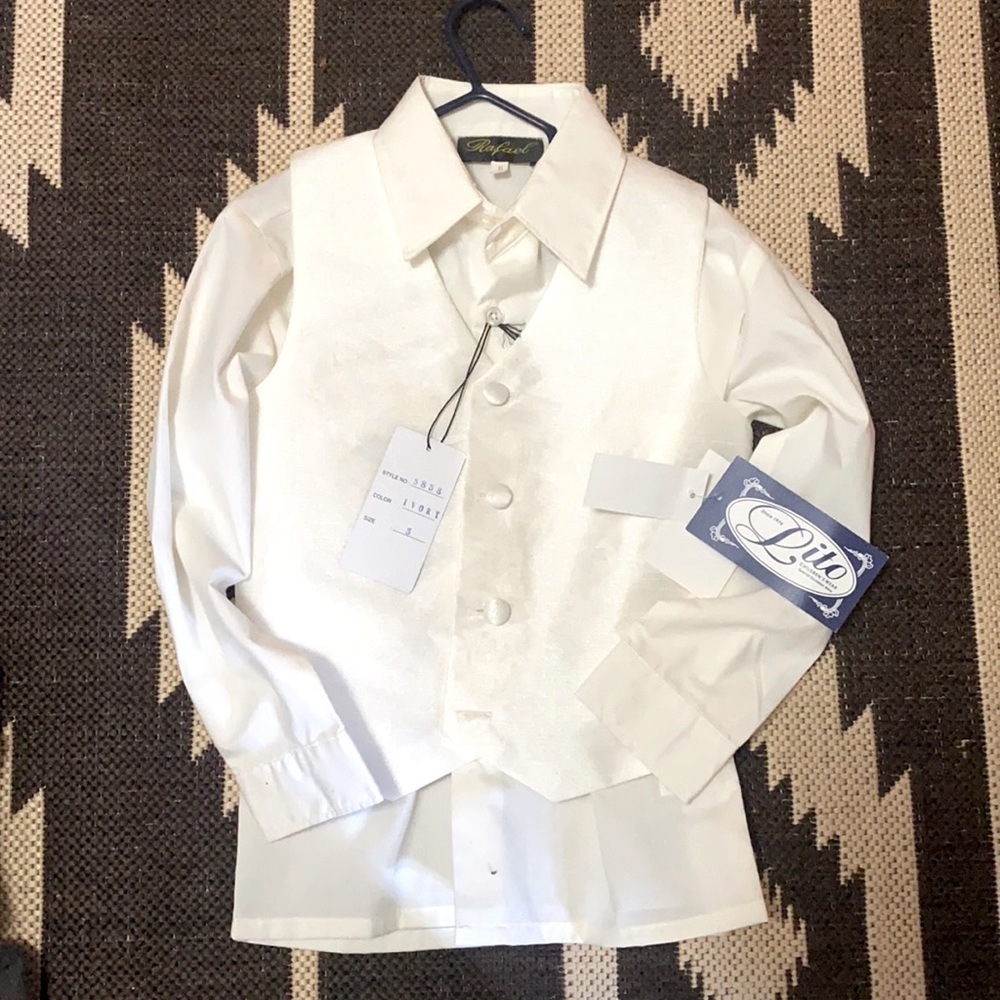 Little boys vest and button down shirt
